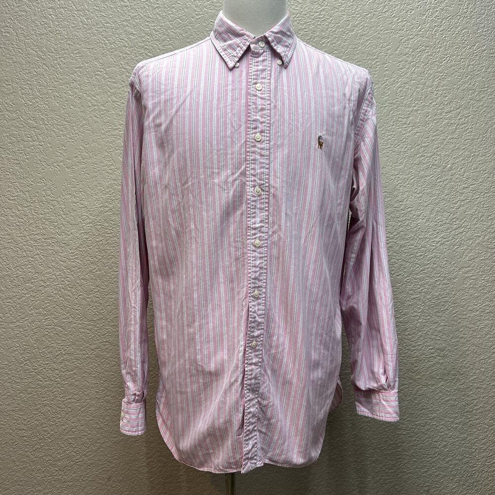 VTG Ralph Lauren Men’s Stripe Button Down Up Cotton Shirt Classic Fit XL